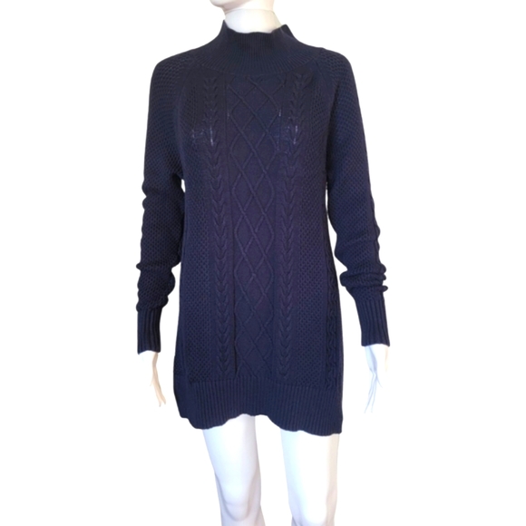 LOFT Mock Neck Knit Sweater Navy Size Small - Picture 1 of 12